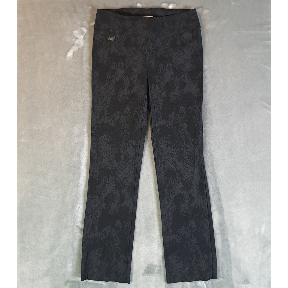 Lisette Women's Size 8 Black Floral Stretch Pull On Pants Business Preppy